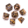 Marble Polyhedral Dice Set Gold & Black Numbers Gold (7)