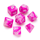 Marble Polyhedral Dice Set Pink & White Numbers White...