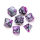 Marble Polyhedral Dice Set Purple & Grey Numbers White (7)