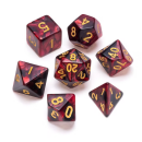 Marble Polyhedral Dice Set Red & Black Numbers Gold (7)
