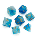 Nebula Polyhedral Dice Set Blue Numbers Gold (7)