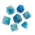 Nebula Polyhedral Dice Set Blue Numbers Gold (7)
