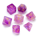 Nebula Polyhedral Dice Set Purple Numbers Gold (7)
