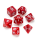 Opaque Polyhedral Dice Set Red Numbers White (7)