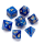 Pearl Polyhedral Dice Set Blue Numbers Gold (7)