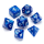 Pearl Polyhedral Dice Set Blue Numbers White (7)