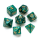 Pearl Polyhedral Dice Set Dark Green Numbers Gold (7)