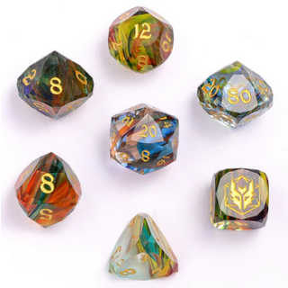 Dragon`s Hoard Luster Cut Dice Set Rainbow Glass (7)