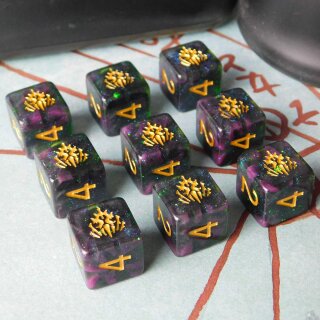 Elder Dice (9d6 Tube) Crest of Dagon Glass and Wax Edition