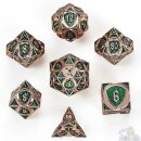 Fighter Solid Metal Polyhedral Dice Set Copper w/Green (7)