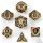 Fighter Solid Metal Polyhedral Dice Set Gold w/Red&Black (7)