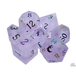 Gemstone Frosted Blast Glass Amethyst w/Spectral Dice Set (7)