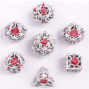 Hollow Rose Polyhedral Metal Dice Set White w/Blood...