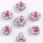 Hollow Rose Polyhedral Metal Dice Set White w/Blood Spatter (7)