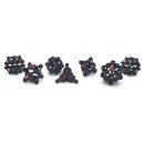Hollow Skull Black Nickel w/ Red Dice Set (7)