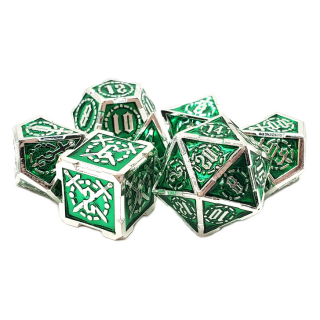 Knights of the Round Table Green w/Silver Dice Set (7)