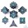 Paladin Solid Metal Polyhedral Dice Set Glitter Blue w/Gold (7)