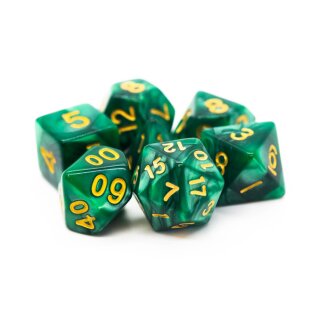 Pearl Drop Green w/Gold Dice Set (7)