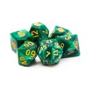 Pearl Drop Green w/Gold Dice Set (7)