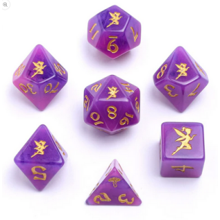 Pixie Dust Round Edged Dice Set Glow in the dark- Gold (7)