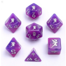 Pixie Dust Round Edged Dice Set Glow in the dark- Silver (7)