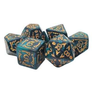 Rune Dice All Hallows Eve Green w/Gold (7)