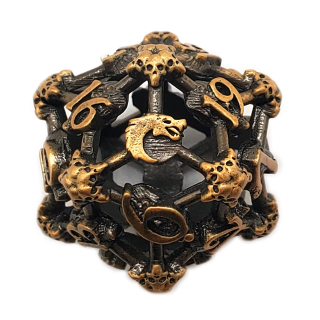 Spindown D20 Hollow Skull Ancient Gold
