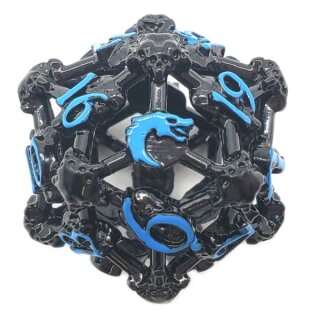 Spindown D20 Hollow Skull Black Nickel w/Blue