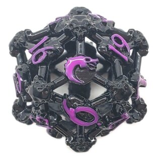 Spindown D20 Hollow Skull Black Nickel w/Purple