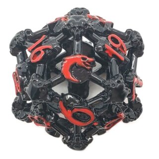 Spindown D20 Hollow Skull Black Nickel w/Red