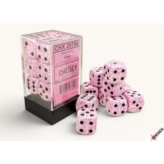Chessex Speckled 16mm d6 with pips Dice Blocks (12 Dice) - Pink