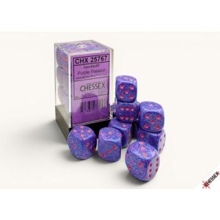 Chessex Speckled 16mm d6 with pips Dice Blocks (12 Dice) - Purple Passion