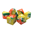 Silicone Orange Green & Yellow Dice Set (7)