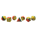 Silicone Orange Green & Yellow Dice Set (7)