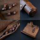 Legend in the Mist RPG: Leather Satchel with 6 Acorn Dice